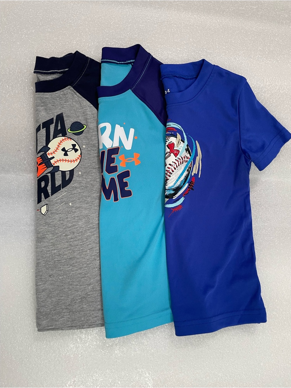 Under Armour Boys' Blue, Teal & Gray Baseball Graphic Shirt Trio